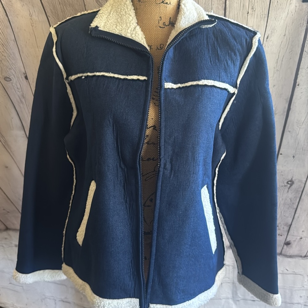 Gazoz Blue and White Sherpa Jacket
